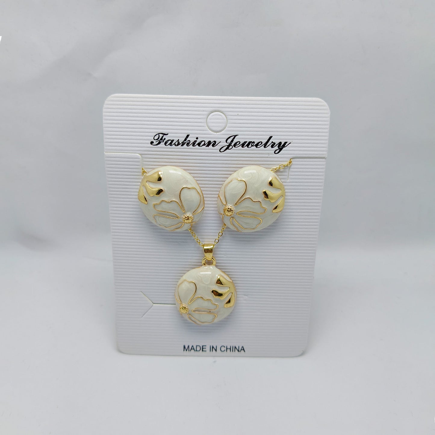 Enamel Floral Pendant Set