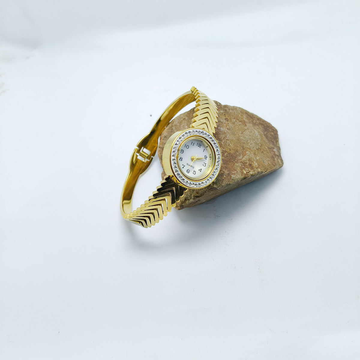 Stainless Steel Gold-Plated Bangle Watch