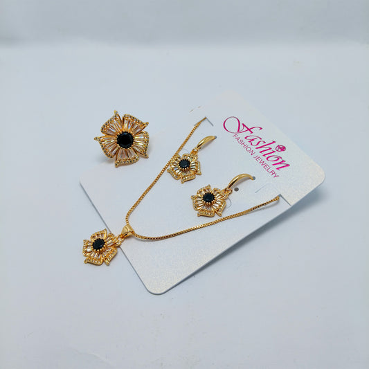 Flower Pendant Set with Ring