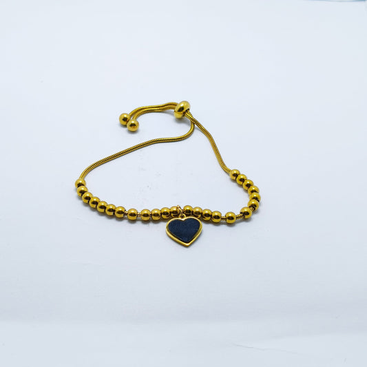 Heart Charm Bracelet With Beads