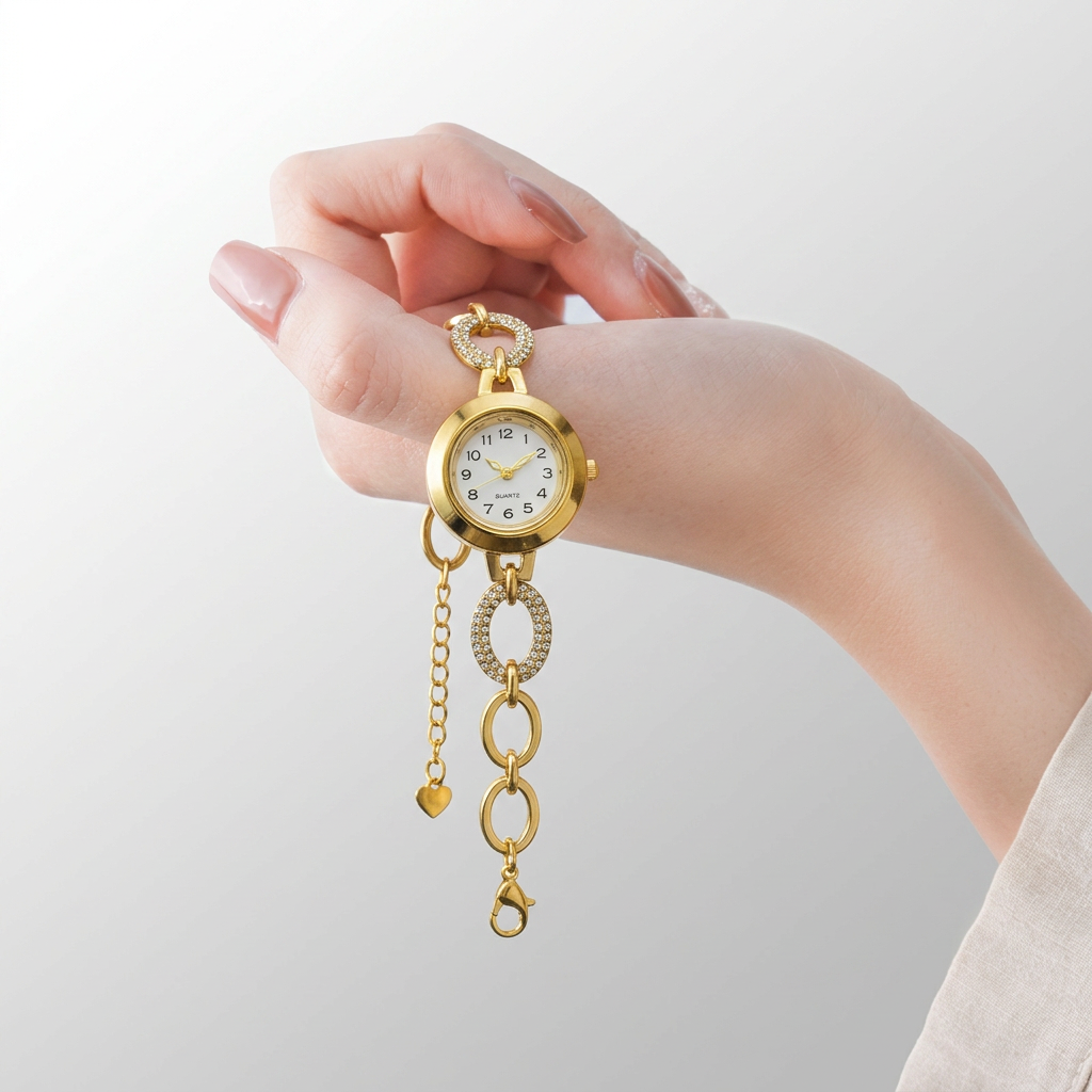 Gold-Tone Chain Bracelet Watch