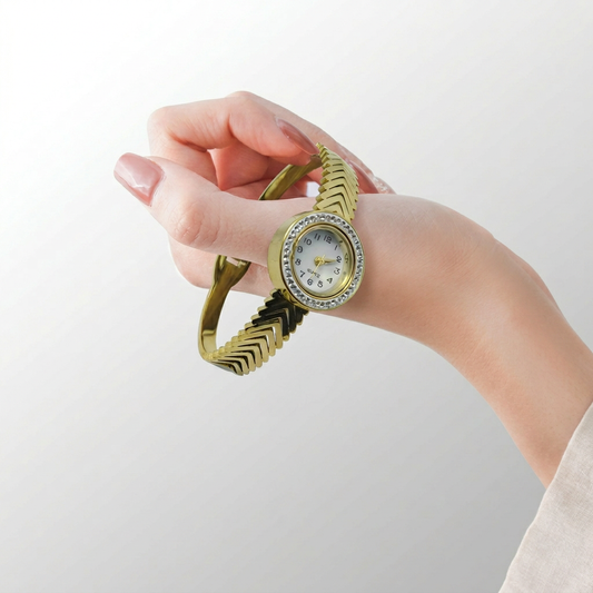 Stainless Steel Gold-Plated Bangle Watch