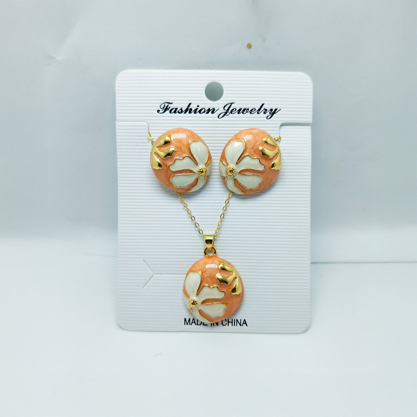 Enamel Floral Pendant Set