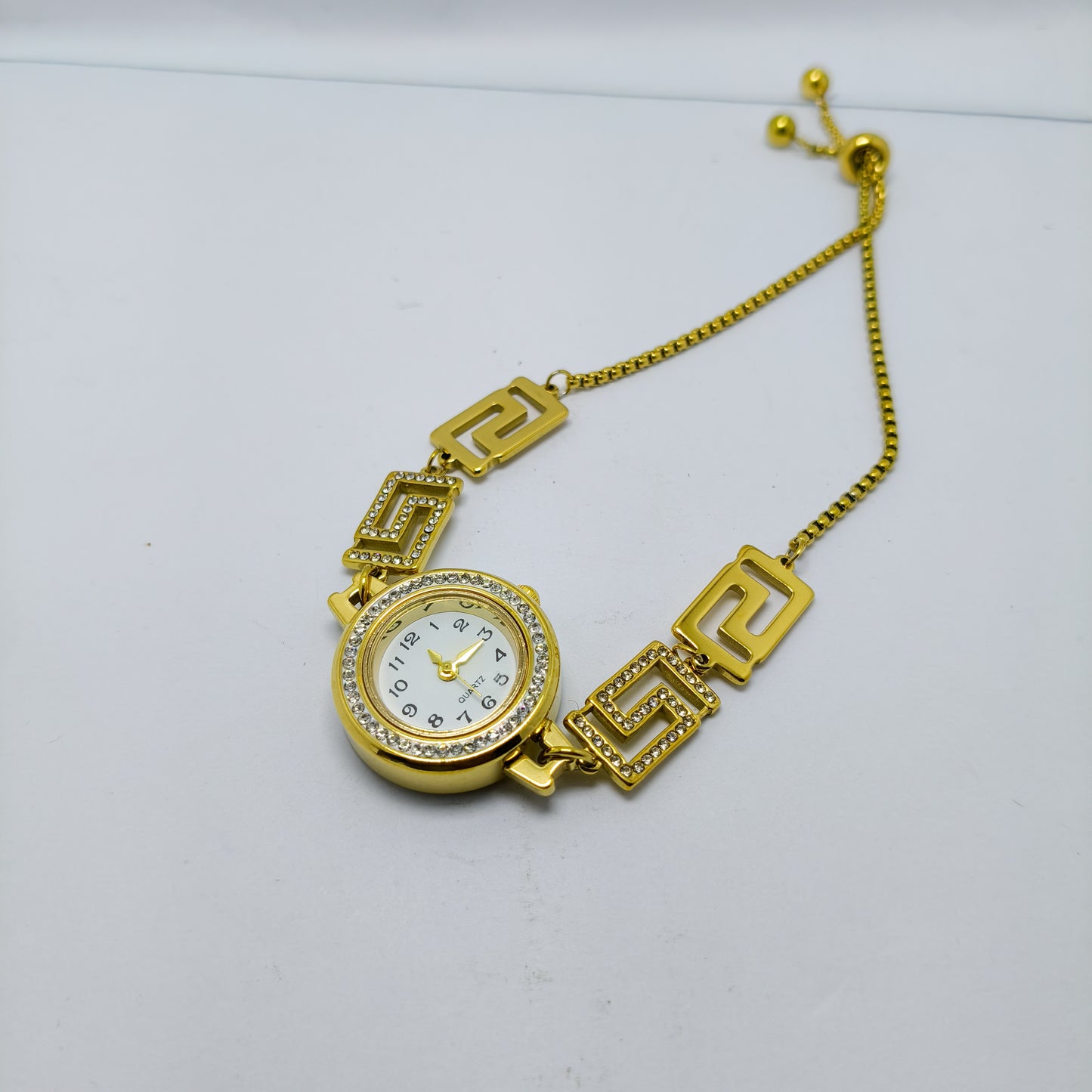 Gold-Plated Greek Key Bracelet Watch