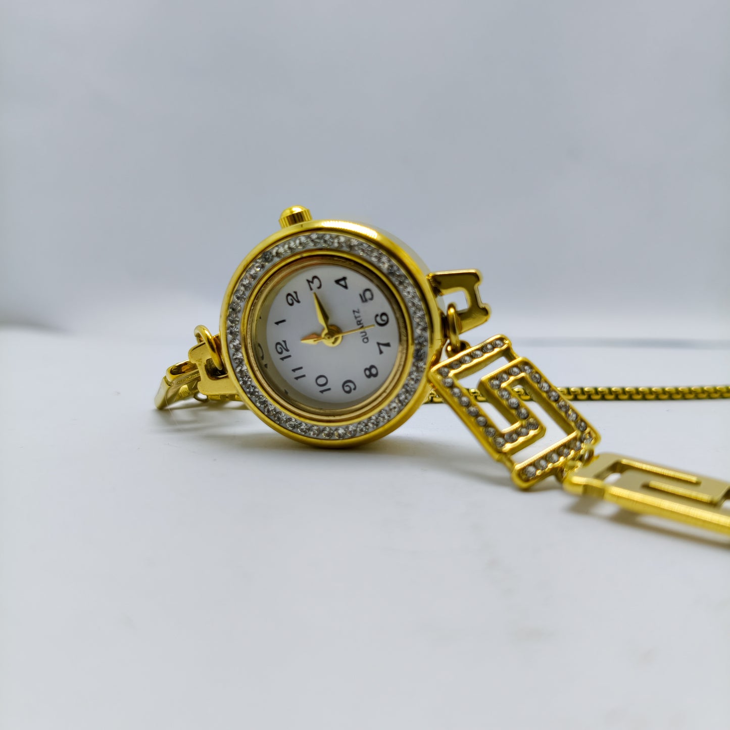 Gold-Plated Greek Key Bracelet Watch