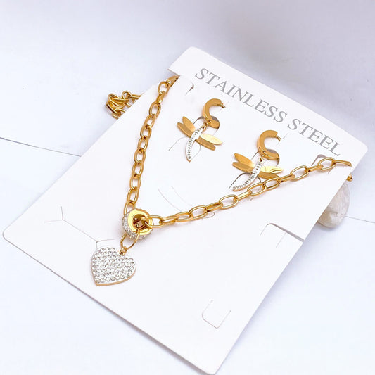 Heart Pendant with Dragon flies
